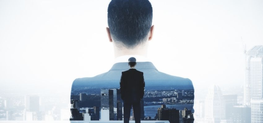 business man looking at the window