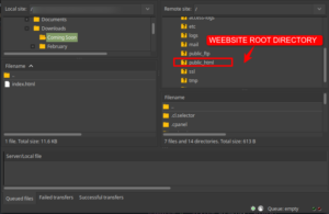 upload your coming soon page via FTP with Filezilla