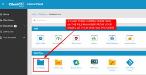 upload your coming soon page via cPanel